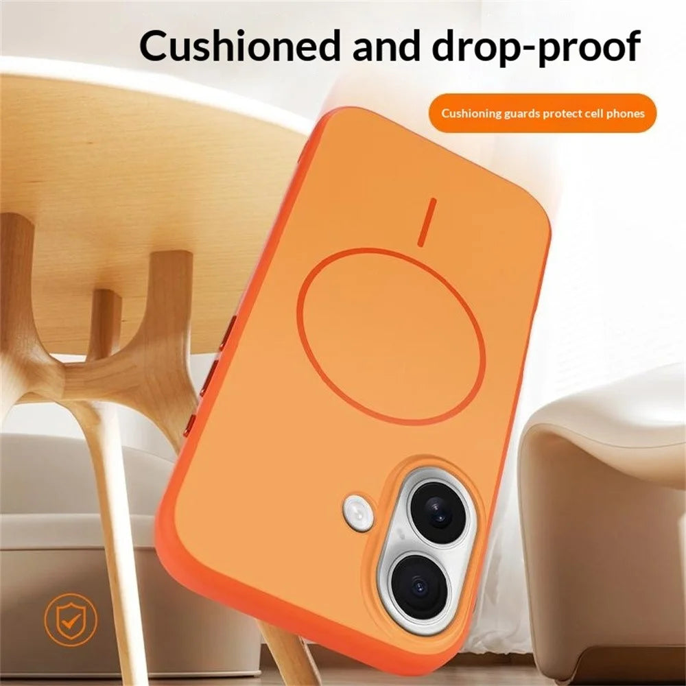 For iPhone 17 Magnetic Case Skin Feel PC TPU 2 in 1 Shockproof Phone Cover - Orange - 6