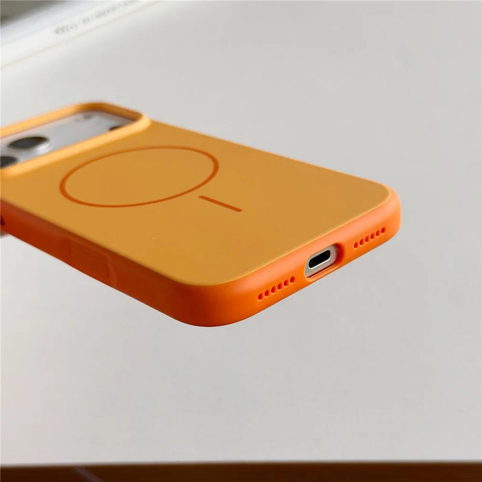 For iPhone 17 Pro Magnetic Case Skin Feel PC TPU 2 in 1 Shockproof Phone Cover - Orange - 6