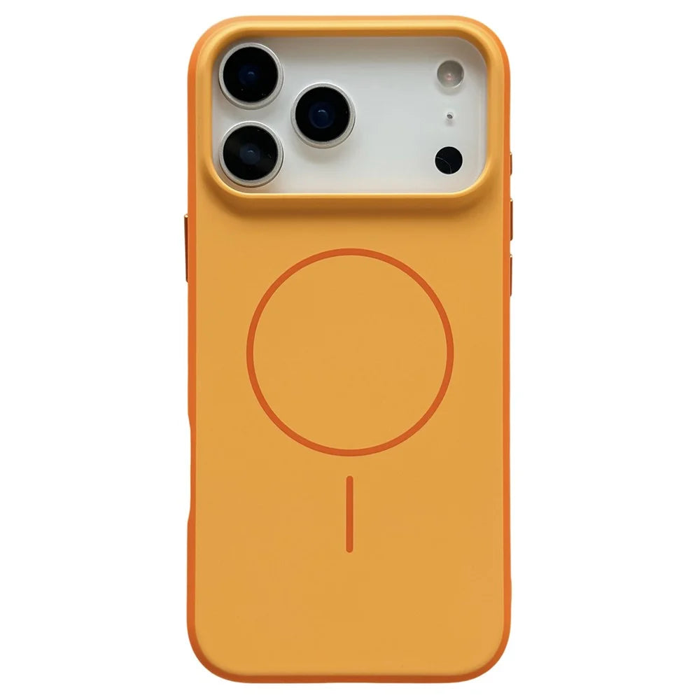 For iPhone 17 Pro Max Magnetic Case Skin Feel PC TPU 2 in 1 Shockproof Phone Cover - Orange - 1