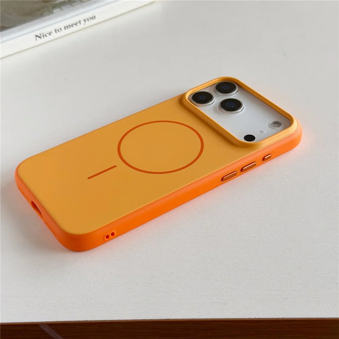 For iPhone 17 Pro Max Magnetic Case Skin Feel PC TPU 2 in 1 Shockproof Phone Cover - Orange - 4