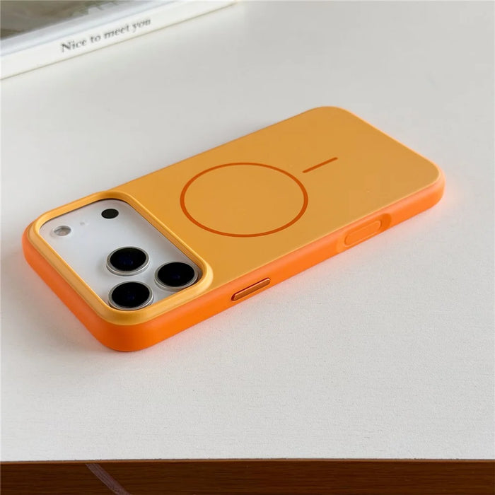 For iPhone 17 Pro Max Magnetic Case Skin Feel PC TPU 2 in 1 Shockproof Phone Cover - Orange - 5