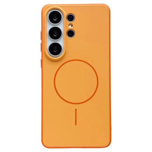 For Samsung Galaxy S25 Ultra Magnetic Case Skin Feel PC TPU 2 in 1 Shockproof Phone Cover - Orange - 1
