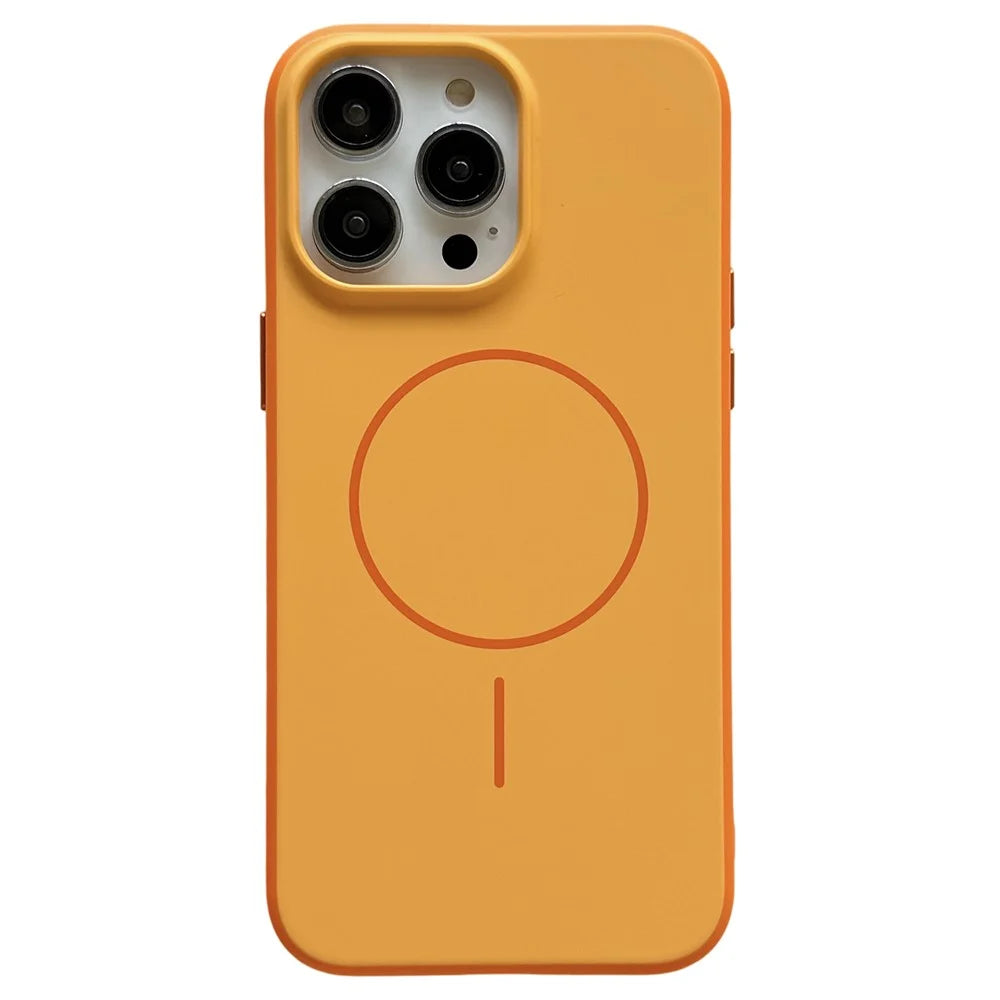 For iPhone 16 Pro Max Magnetic Case Skin Feel PC TPU 2 in 1 Shockproof Phone Cover - Orange - 1