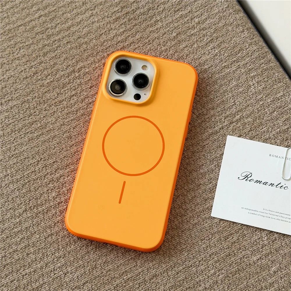 For iPhone 16 Pro Max Magnetic Case Skin Feel PC TPU 2 in 1 Shockproof Phone Cover - Orange - 2