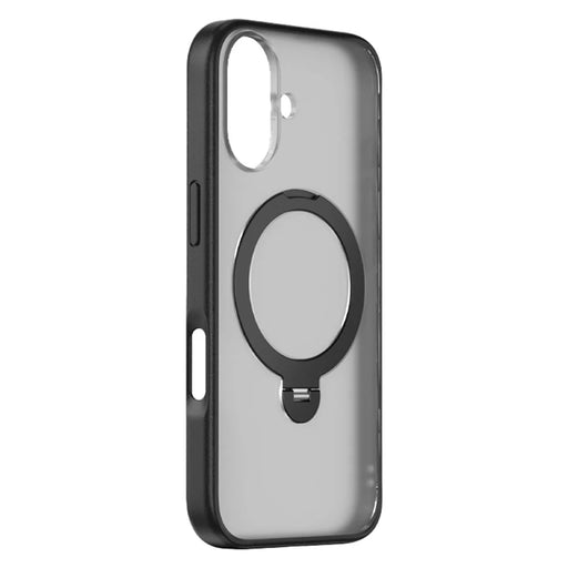 ZGA for iPhone 17 Magnetic Case Rotating Kickstand Frosted PC + TPU Shockproof Phone Cover - Black - 1