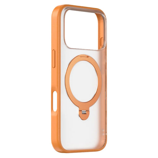ZGA for iPhone 17 Pro Magnetic Case Rotating Kickstand Frosted PC + TPU Shockproof Phone Cover - Orange - 1