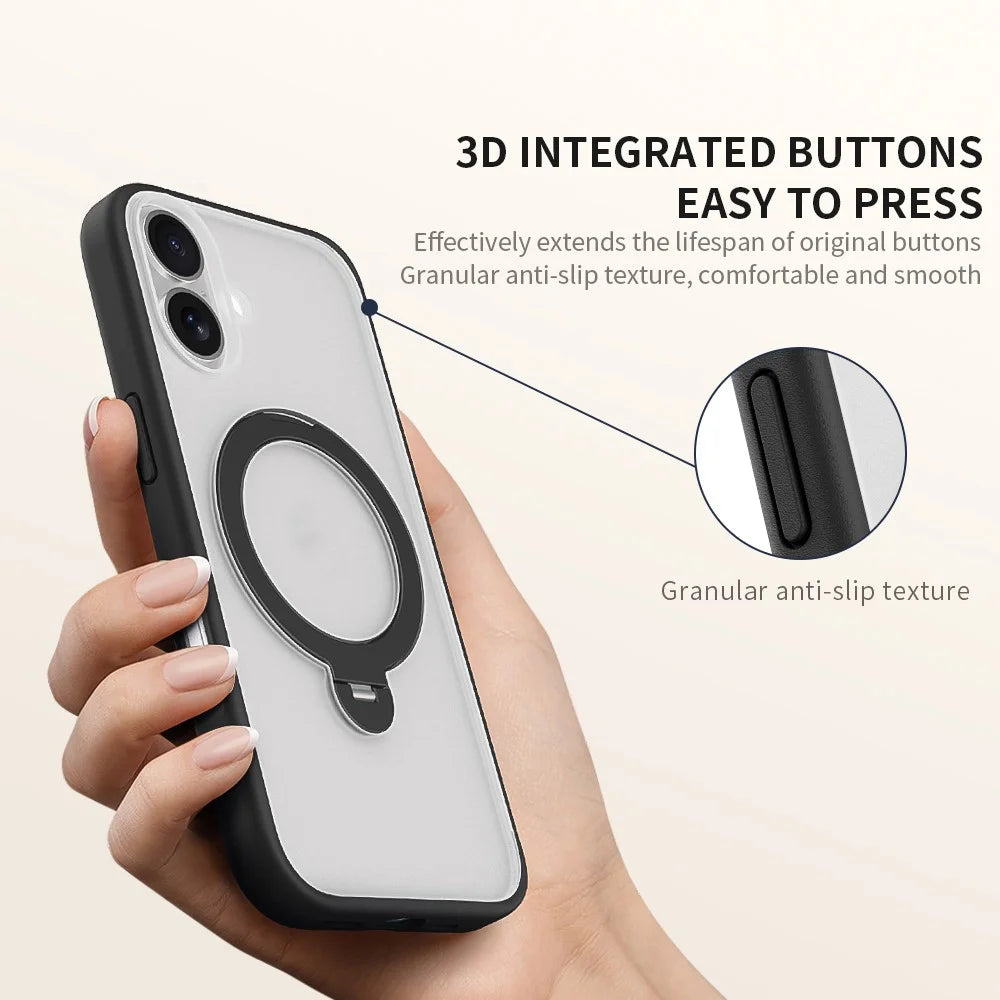 ZGA for iPhone 17 Pro Max Magnetic Case Rotating Kickstand Frosted PC + TPU Shockproof Phone Cover - Orange - 7