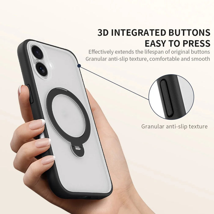 ZGA for iPhone 17 Pro Max Magnetic Case Rotating Kickstand Frosted PC + TPU Shockproof Phone Cover - Orange - 7