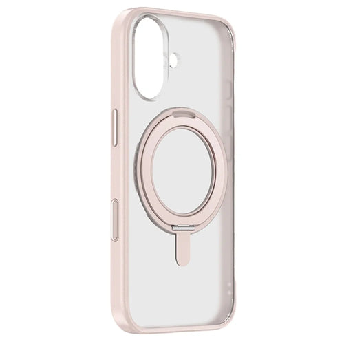 ZGA for iPhone 17 Magnetic Case Rotating Kickstand PC + TPU Matte Phone Protective Cover - Pink - 1