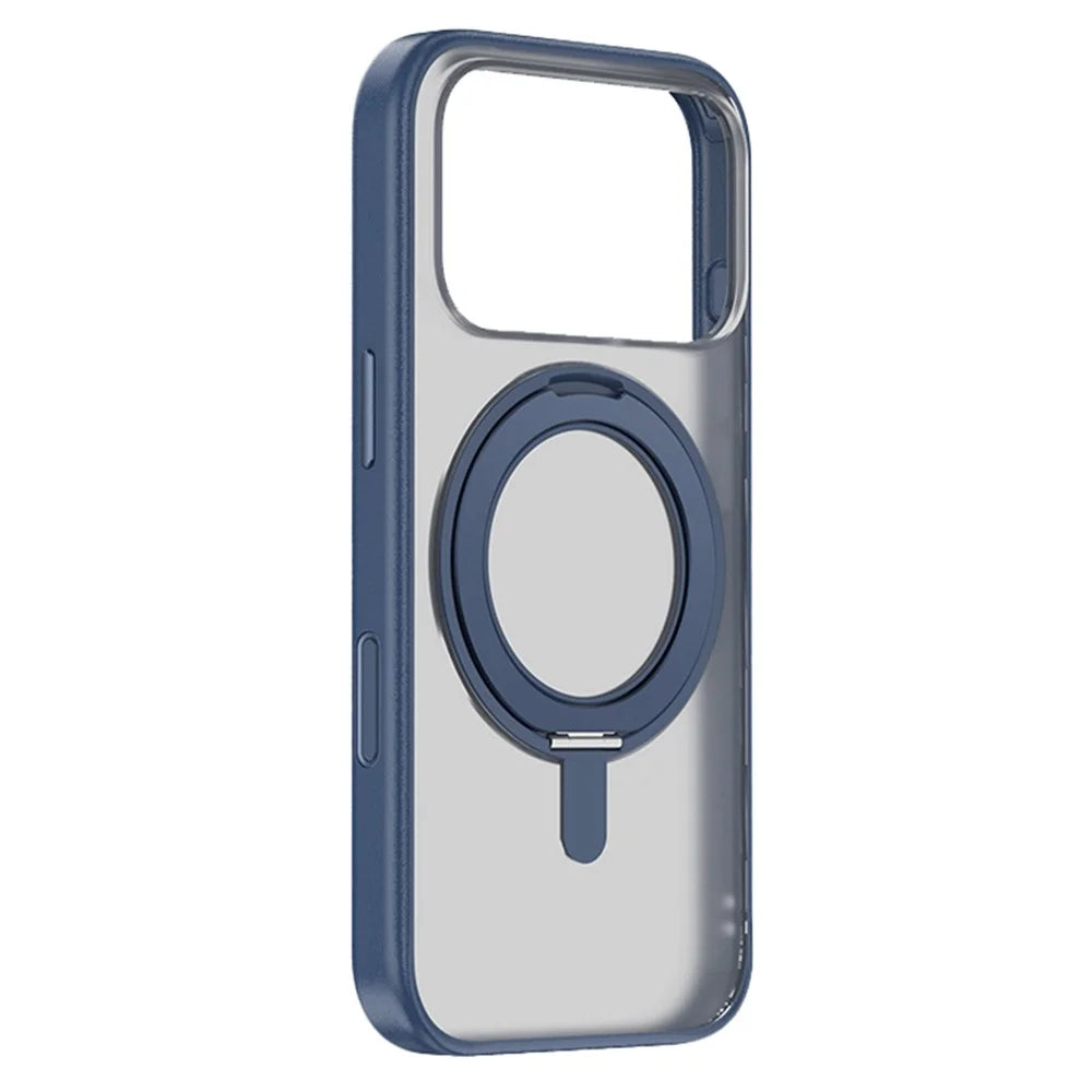 ZGA for iPhone 17 Pro Max Magnetic Case Rotating Kickstand PC + TPU Matte Phone Protective Cover - Blue - 1