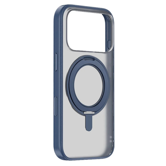 ZGA for iPhone 17 Pro Max Magnetic Case Rotating Kickstand PC + TPU Matte Phone Protective Cover - Blue - 1