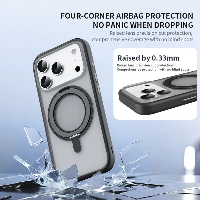 ZGA for iPhone 17 Pro Max Magnetic Case Rotating Kickstand PC + TPU Matte Phone Protective Cover - Blue - 7
