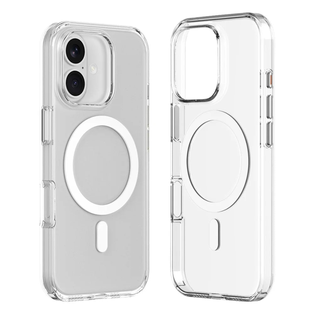 ZGA for iPhone 16 Magnetic Case Hard PC Anti-Scratch Clear Back Phone Cover - Transparent - 1