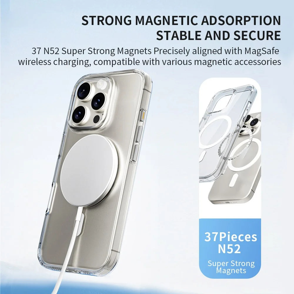ZGA for iPhone 16 Magnetic Case Hard PC Anti-Scratch Clear Back Phone Cover - Transparent - 3