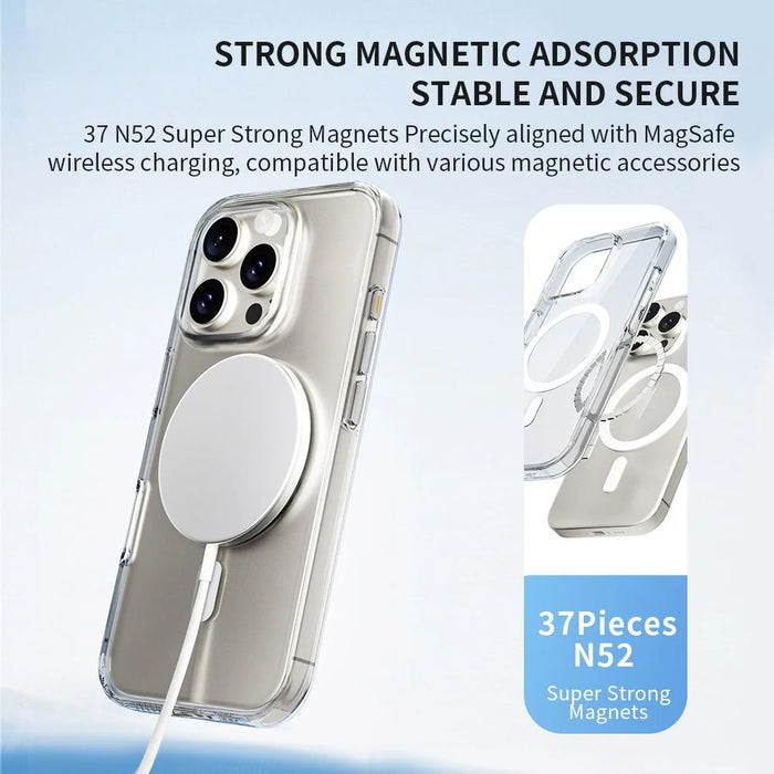 ZGA for iPhone 16 Magnetic Case Hard PC Anti-Scratch Clear Back Phone Cover - Transparent - 3