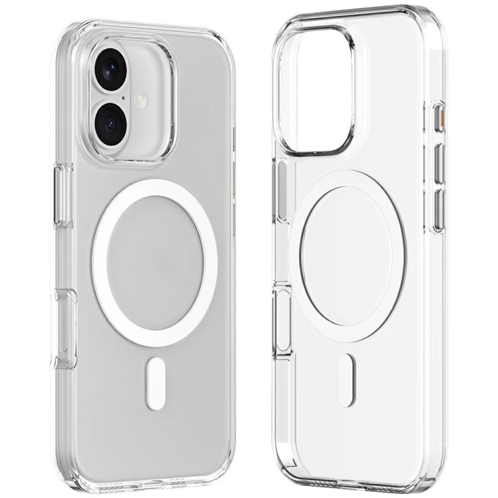 ZGA for iPhone 16 Plus Magnetic Case Hard PC Anti-Scratch Clear Back Phone Cover - Transparent - 1