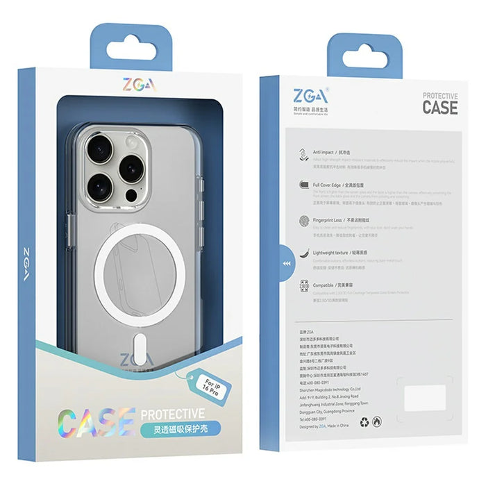 ZGA for iPhone 16 Plus Magnetic Case Hard PC Anti-Scratch Clear Back Phone Cover - Transparent - 3