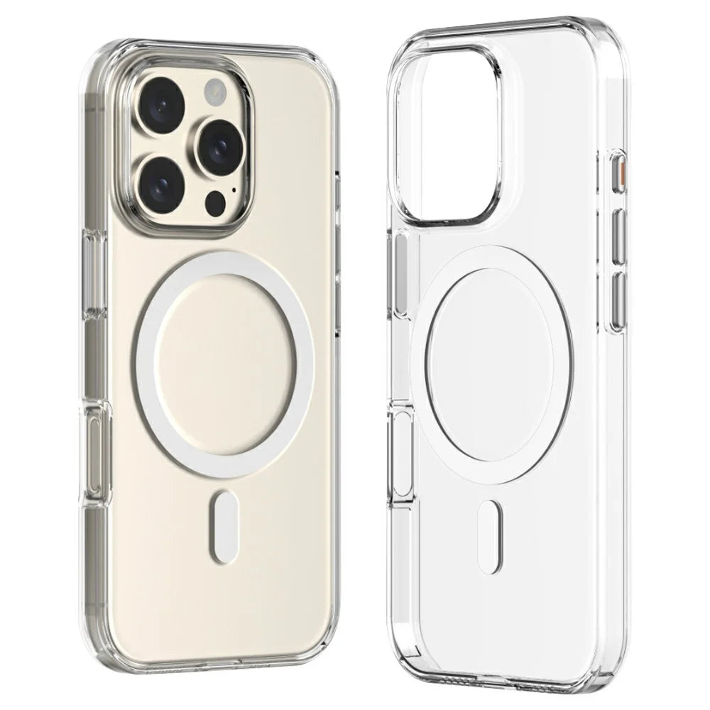 ZGA for iPhone 16 Pro Magnetic Case Hard PC Anti-Scratch Clear Back Phone Cover - Transparent - 1