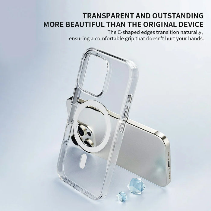 ZGA for iPhone 16 Pro Magnetic Case Hard PC Anti-Scratch Clear Back Phone Cover - Transparent - 5