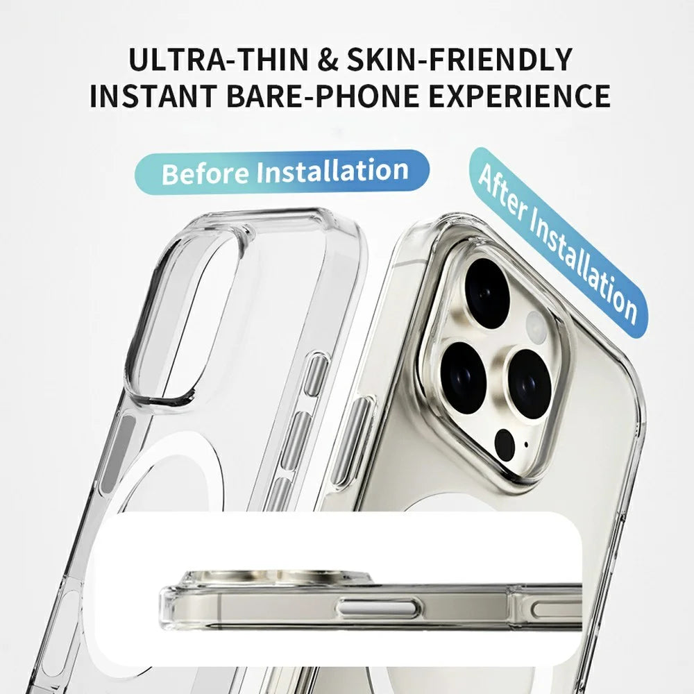 ZGA for iPhone 16 Pro Max Magnetic Case Hard PC Anti-Scratch Clear Back Phone Cover - Transparent - 7