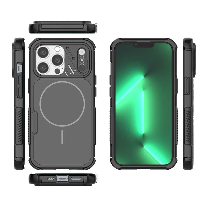 For iPhone 13 Pro Case Shockproof Airbag PC+TPU Phone Cover Compatible with MagSafe - Black - 7