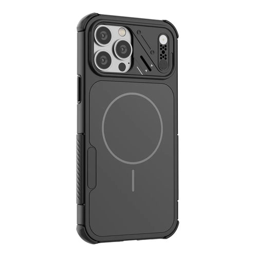 For iPhone 13 Pro Max Case Shockproof Airbag PC+TPU Phone Cover Compatible with MagSafe - Black - 1