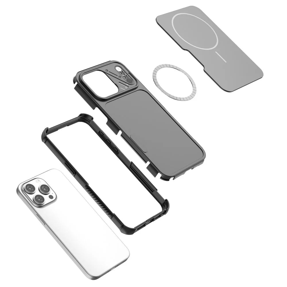 For iPhone 13 Pro Max Case Shockproof Airbag PC+TPU Phone Cover Compatible with MagSafe - Black - 3