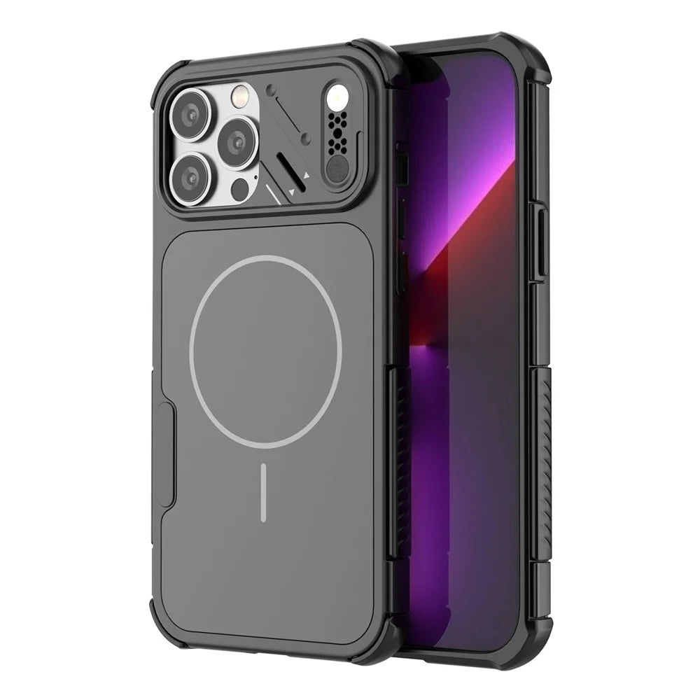 For iPhone 13 Pro Max Case Shockproof Airbag PC+TPU Phone Cover Compatible with MagSafe - Black - 5