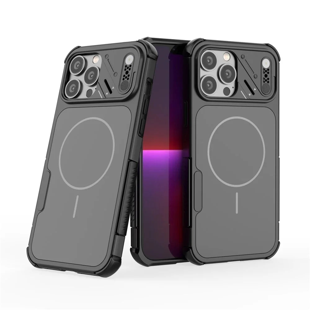 For iPhone 13 Pro Max Case Shockproof Airbag PC+TPU Phone Cover Compatible with MagSafe - Black - 6
