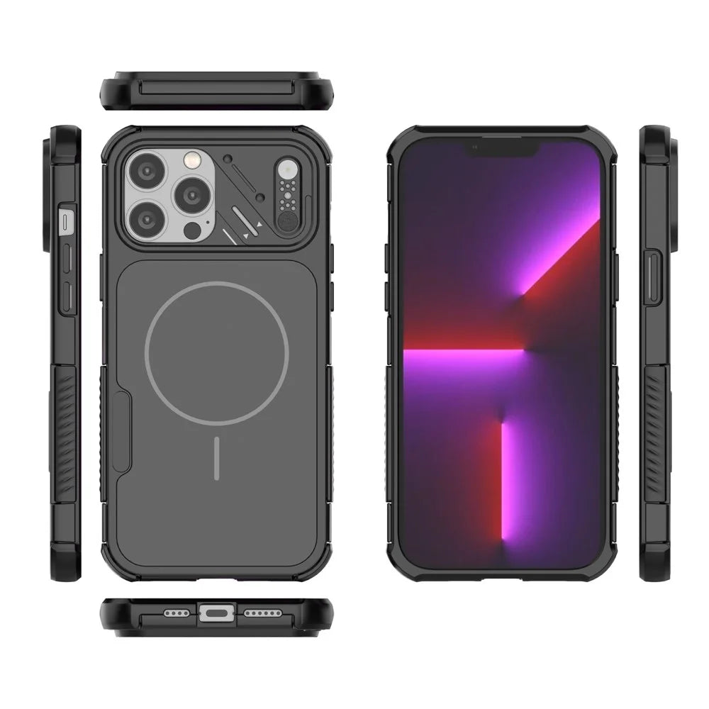 For iPhone 13 Pro Max Case Shockproof Airbag PC+TPU Phone Cover Compatible with MagSafe - Black - 7