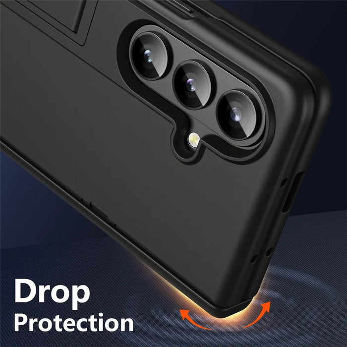 For Samsung Galaxy Z Fold8 Ultra Case Hard PC Anti-Drop Phone Cover with Kickstand / HD Screen Protector - Black - 2
