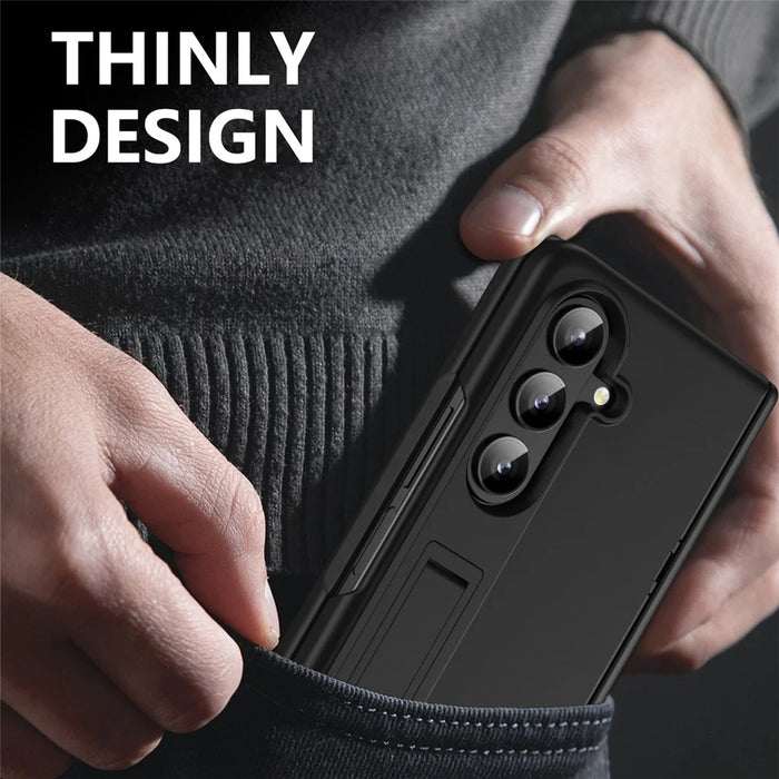For Samsung Galaxy Z Fold8 Ultra Case Hard PC Anti-Drop Phone Cover with Kickstand / HD Screen Protector - Black - 7