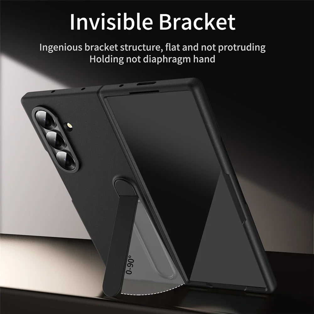 For Samsung Galaxy Z Fold8 Ultra Case Kickstand PC Phone Cover with Alloy Lens Ring - Black - 4