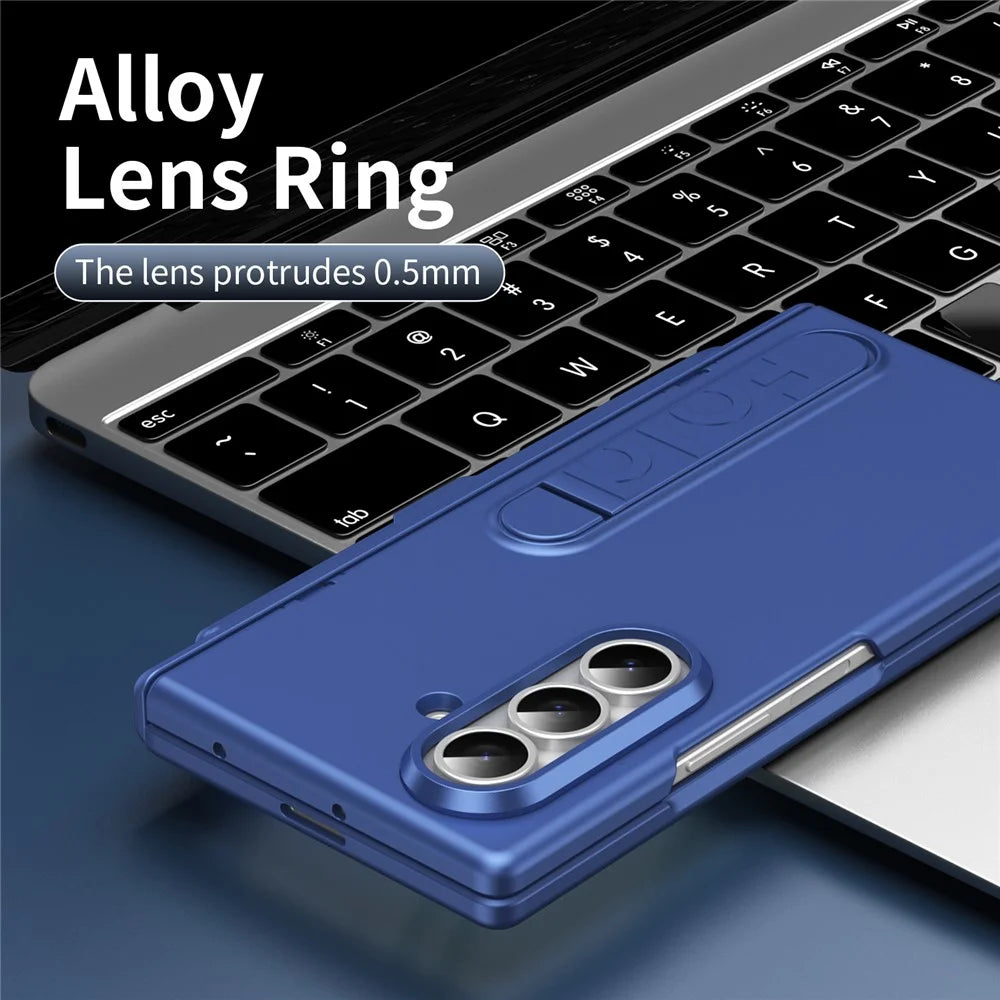 For Samsung Galaxy Z Fold8 Ultra Case Kickstand Hard PC Phone Cover with Tempered Glass Film / Stylus / Pen Slot - Sapphire - 3