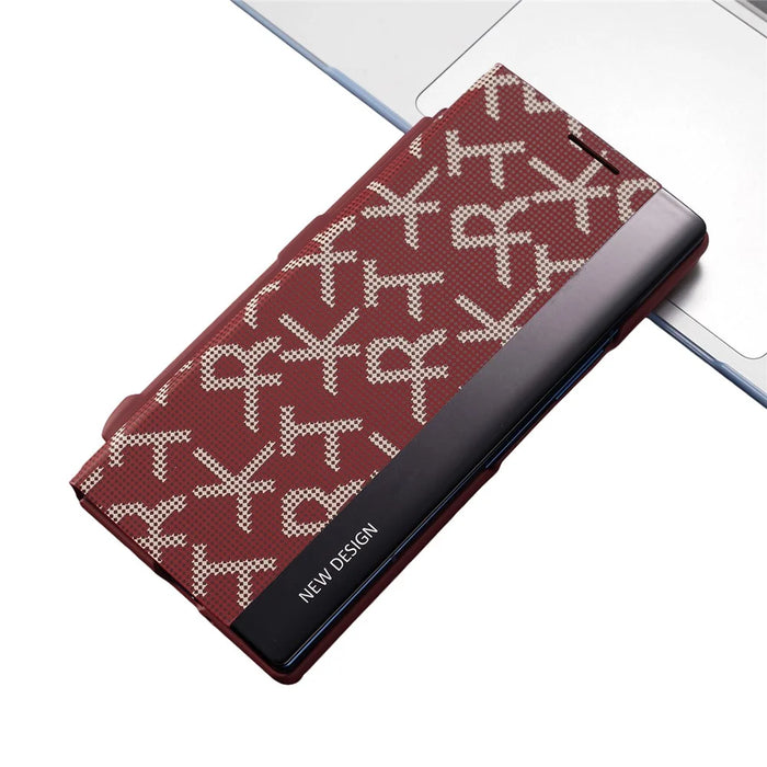 For Samsung Galaxy Z Fold8 Ultra Cases Geometric Pixel Pattern Kickstand Foldable PC Phone Cover with Stylus - Red - 3