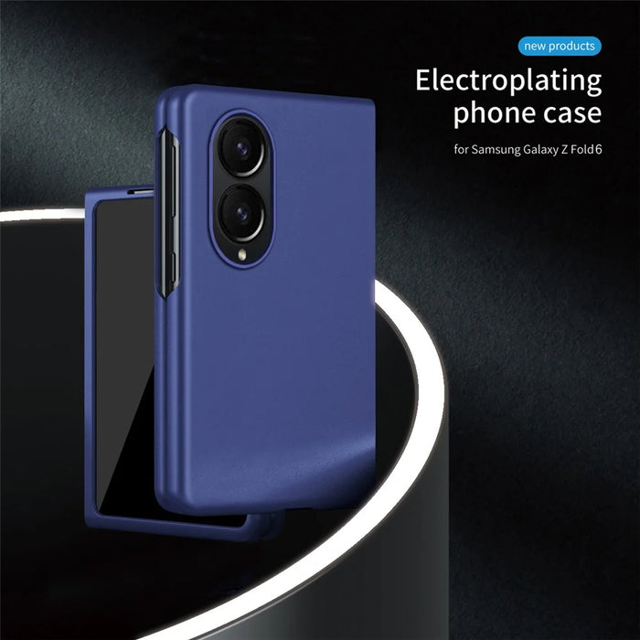 For Samsung Galaxy Z Fold8 Electroplated Protective Case Anti-Fingerprint Frosted PC Phone Cover - Sapphire - 2