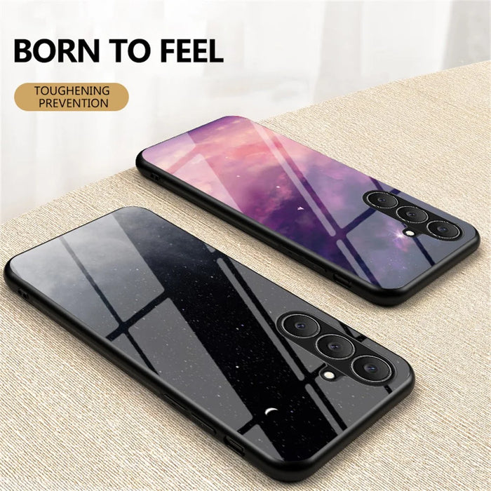 For Samsung Galaxy S26 FE Phone Case Starry Sky Pattern Tempered Glass Phone Cover - Color Starry Sky - 2