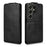 For Oukitel C26 Stand Case Magnetic Clasp Vertical Flip Leather Phone Cover with Card Holder - Black - 6