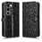 For Realme C100 4G Wallet Case Dot Pattern Imprint PU Leather Phone Cover with Wrist Strap - Black - 1