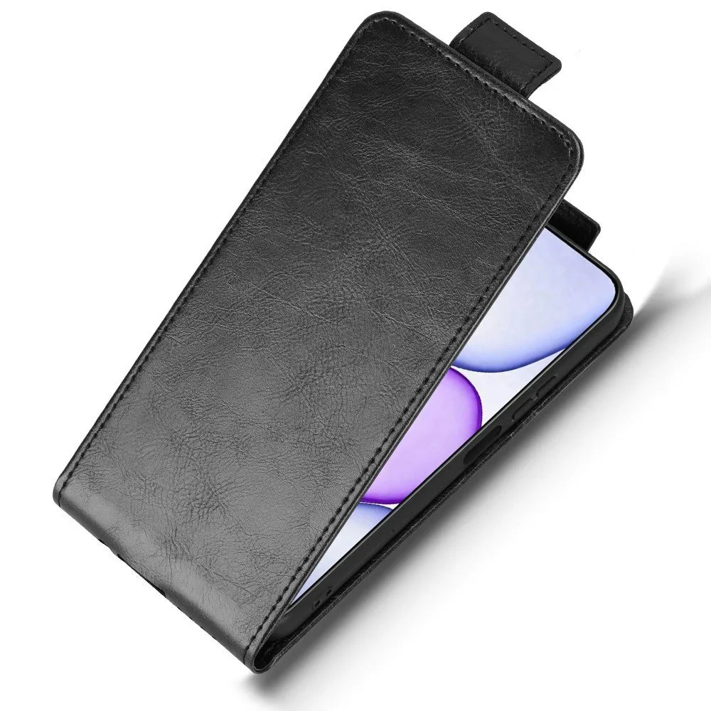 For Realme C100 4G Stand Case Magnetic Clasp Vertical Flip Leather Phone Cover with Card Holder - Black - 5