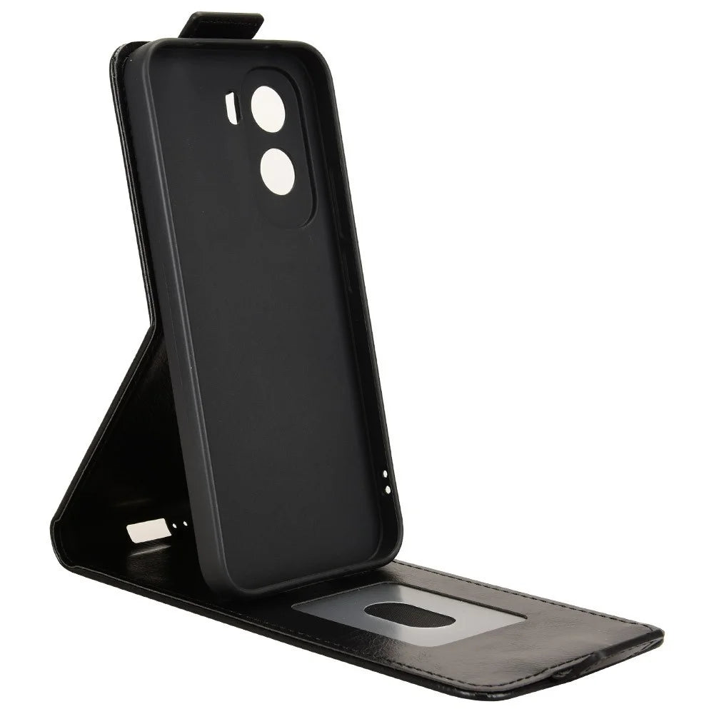 For vivo iQOO Z11 5G  /  T5 Pro 5G Stand Case Magnetic Clasp Vertical Flip Leather Phone Cover with Card Holder - Black - 2