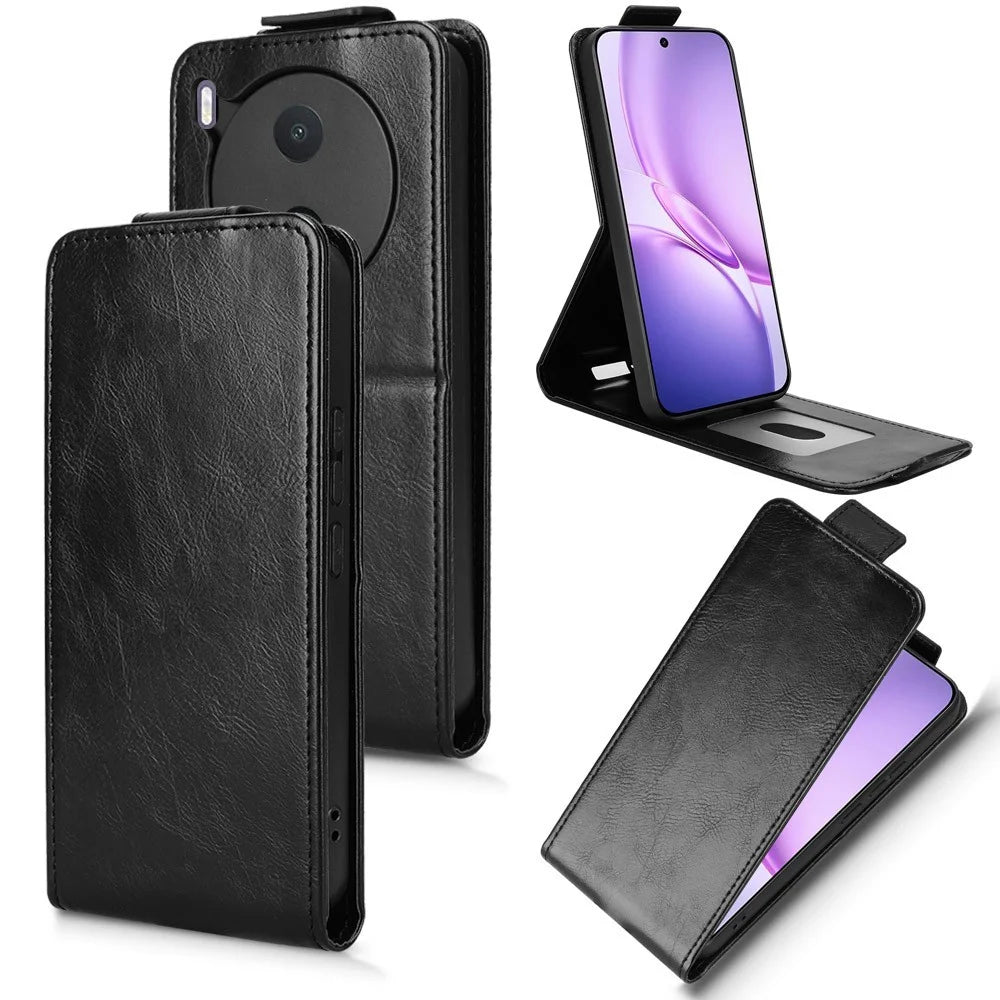 For vivo Y600 Pro 5G Stand Case Magnetic Clasp Vertical Flip Leather Phone Cover with Card Holder - Black - 1