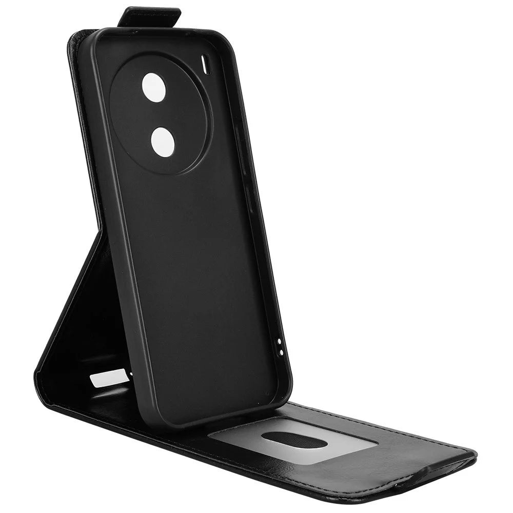 For vivo Y600 Pro 5G Stand Case Magnetic Clasp Vertical Flip Leather Phone Cover with Card Holder - Black - 2