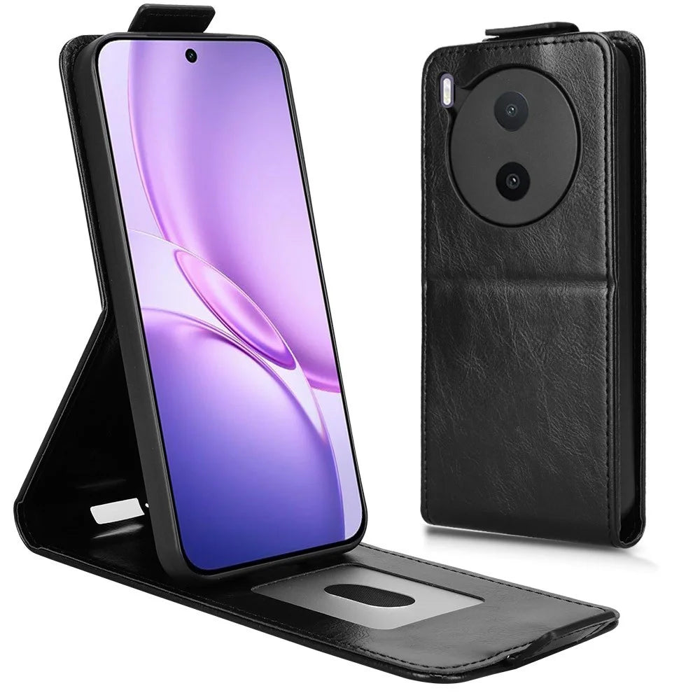 For vivo Y600 Pro 5G Stand Case Magnetic Clasp Vertical Flip Leather Phone Cover with Card Holder - Black - 3