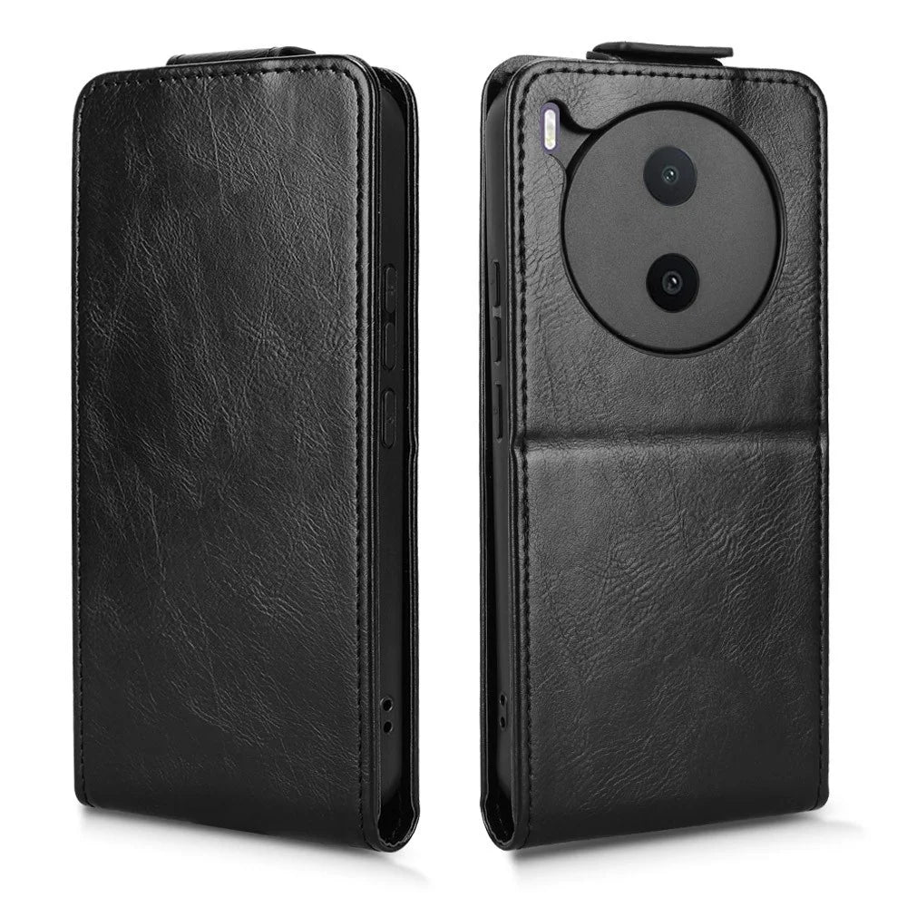 For vivo Y600 Pro 5G Stand Case Magnetic Clasp Vertical Flip Leather Phone Cover with Card Holder - Black - 6