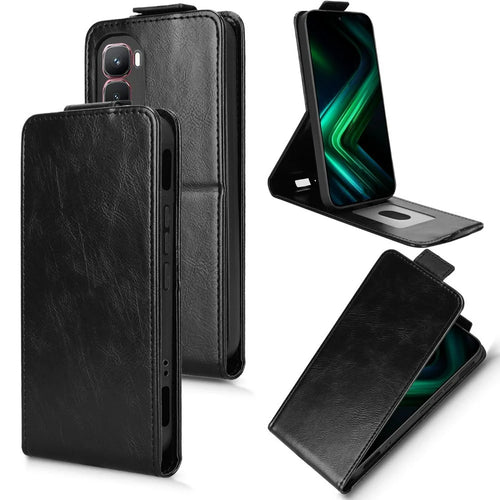 For Infinix GT 50 Pro 5G Stand Case Magnetic Clasp Vertical Flip Leather Phone Cover with Card Holder - Black - 1