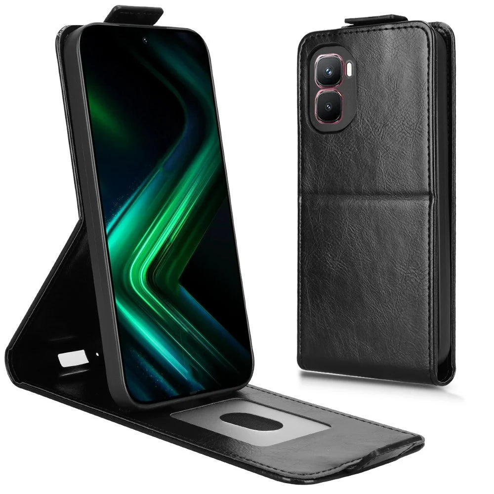 For Infinix GT 50 Pro 5G Stand Case Magnetic Clasp Vertical Flip Leather Phone Cover with Card Holder - Black - 3