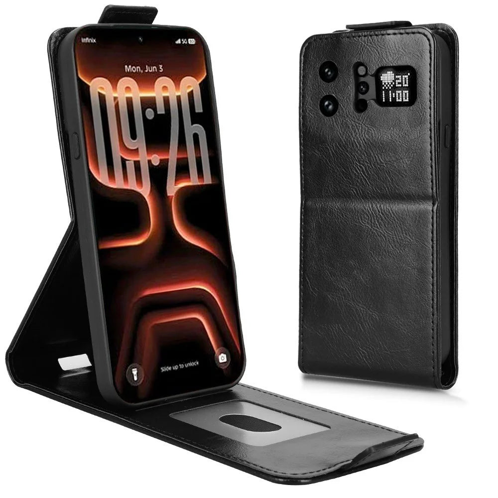 For Infinix Note 60 Ultra 5G Stand Case Magnetic Clasp Vertical Flip Leather Phone Cover with Card Holder - Black - 3