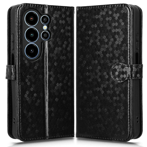 For Blackview Wave 10 Wallet Case Dot Pattern Imprint PU Leather Phone Cover with Wrist Strap - Black - 1