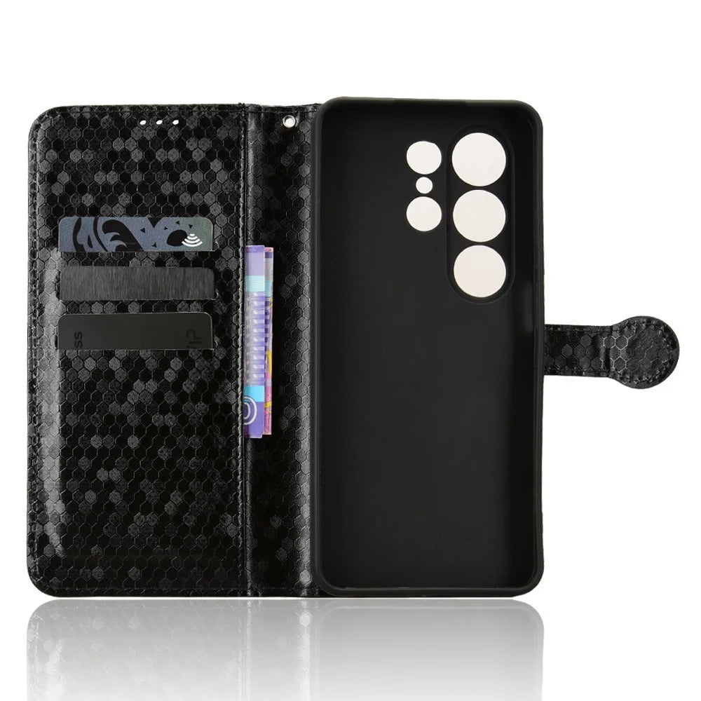For Blackview Wave 10 Wallet Case Dot Pattern Imprint PU Leather Phone Cover with Wrist Strap - Black - 2